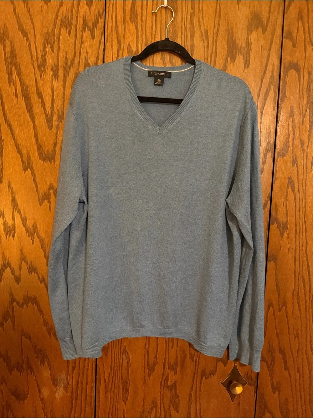 Banana Republic Men's XL Silk Cashmere Blue V-Neck Sweater